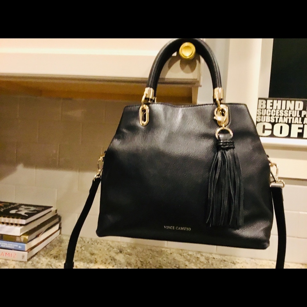 Vince Camuto Black Elva Satchel Leather, M, NWT